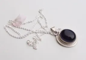 Classic Blue Onyx 925 Silver Sterling Pendant