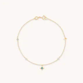 Cosmic Star Opal Charm Bracelet in Solid Gold