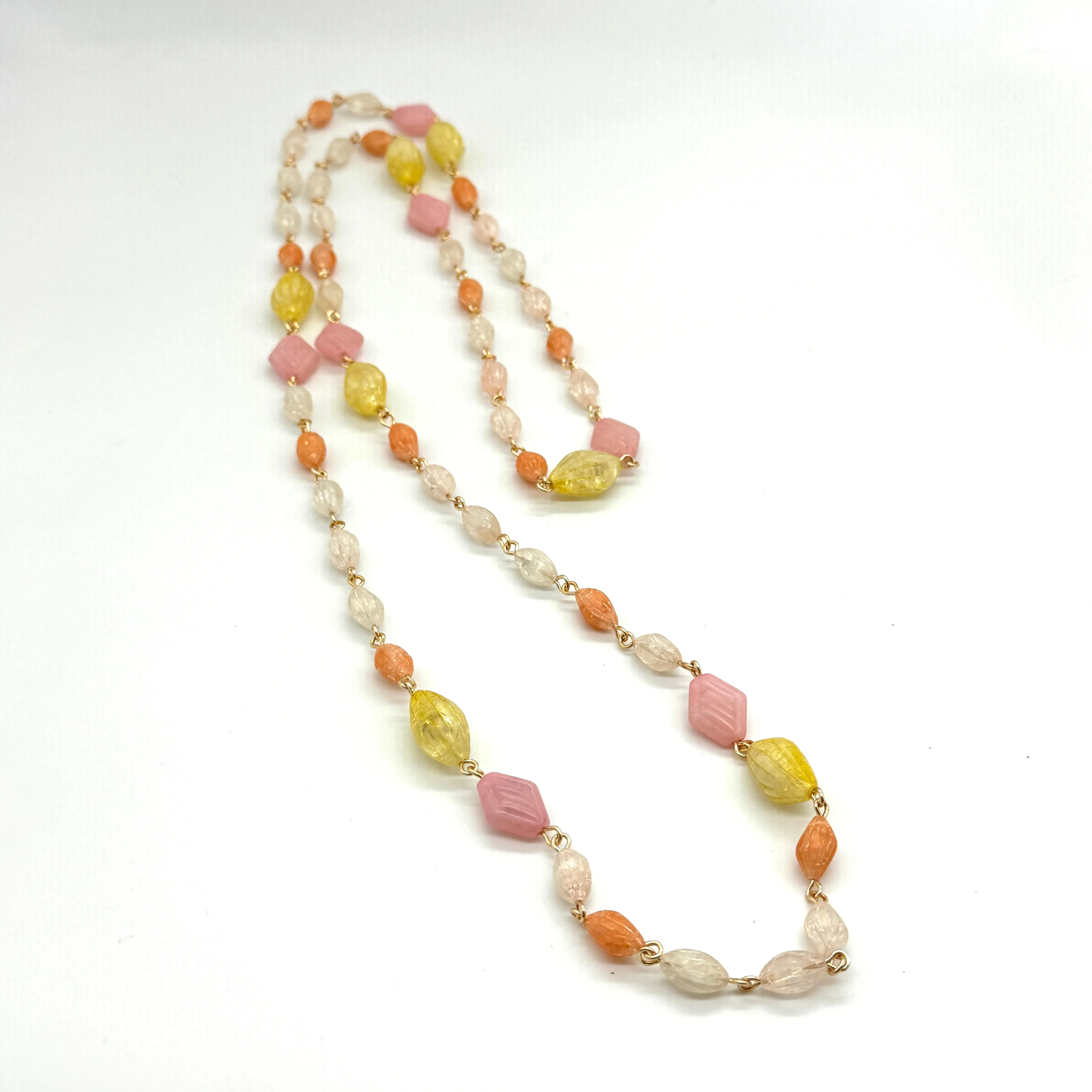 Crackled Perfection Opera Rope Necklace - Peaches