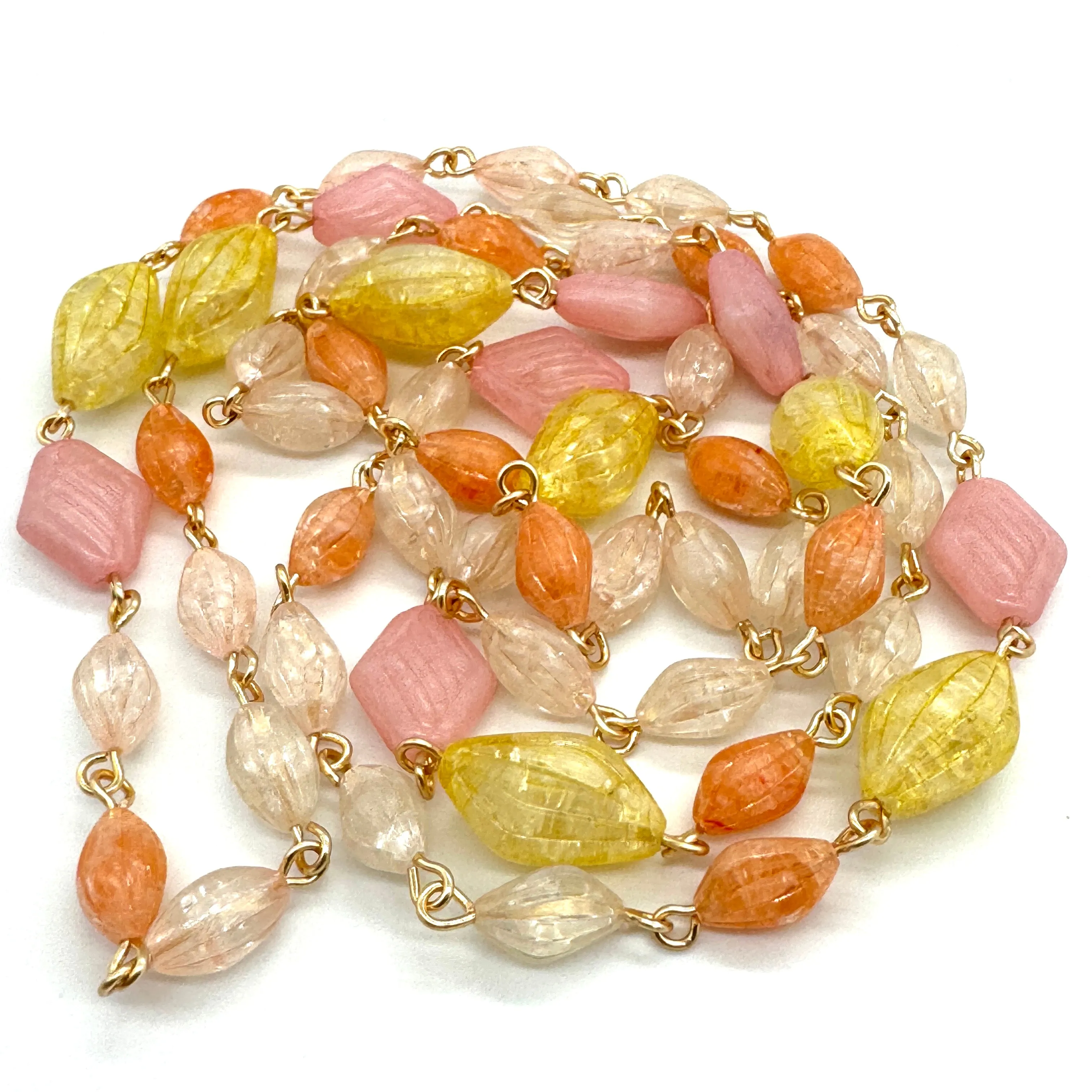Crackled Perfection Opera Rope Necklace - Peaches