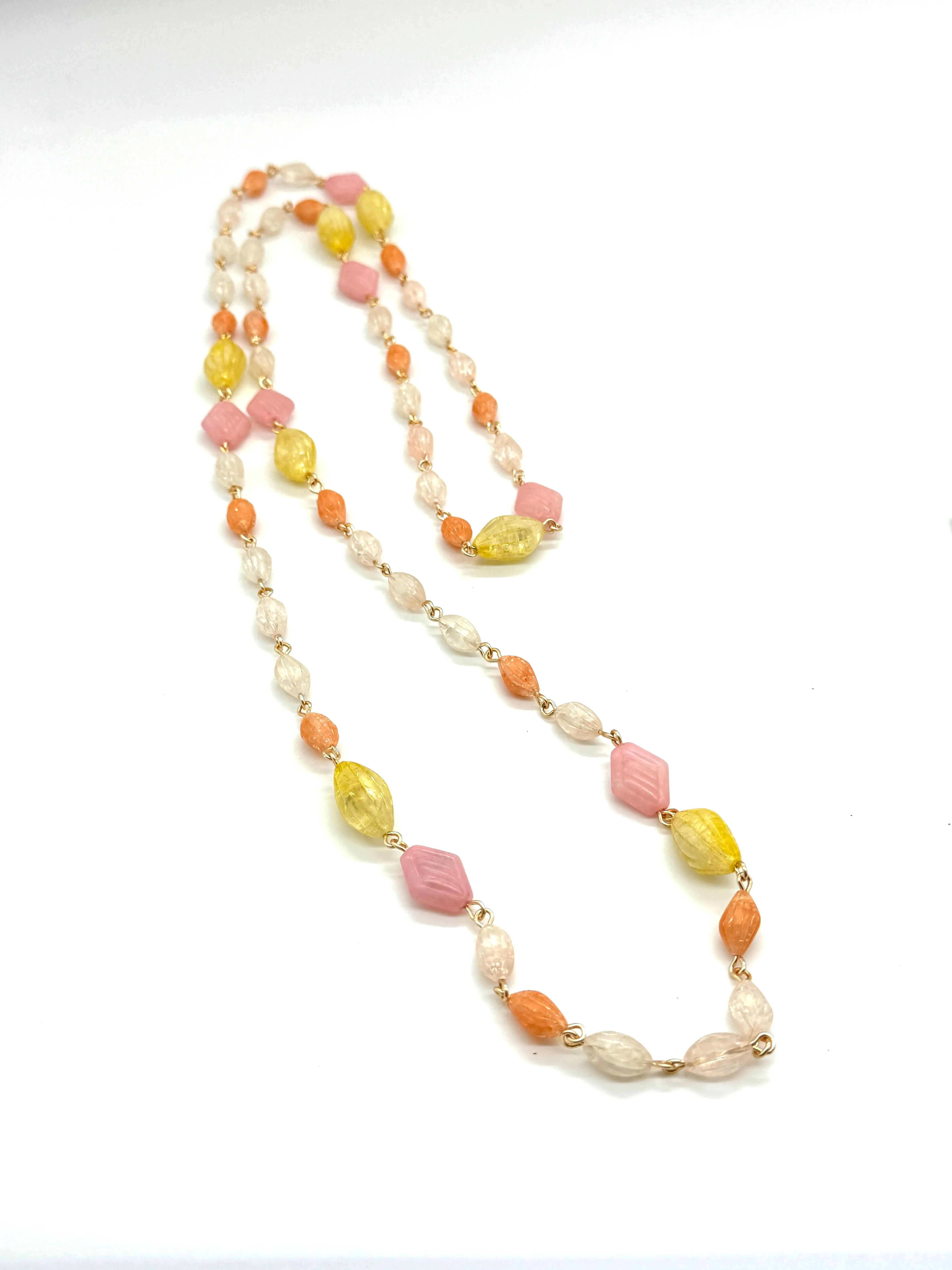 Crackled Perfection Opera Rope Necklace - Peaches