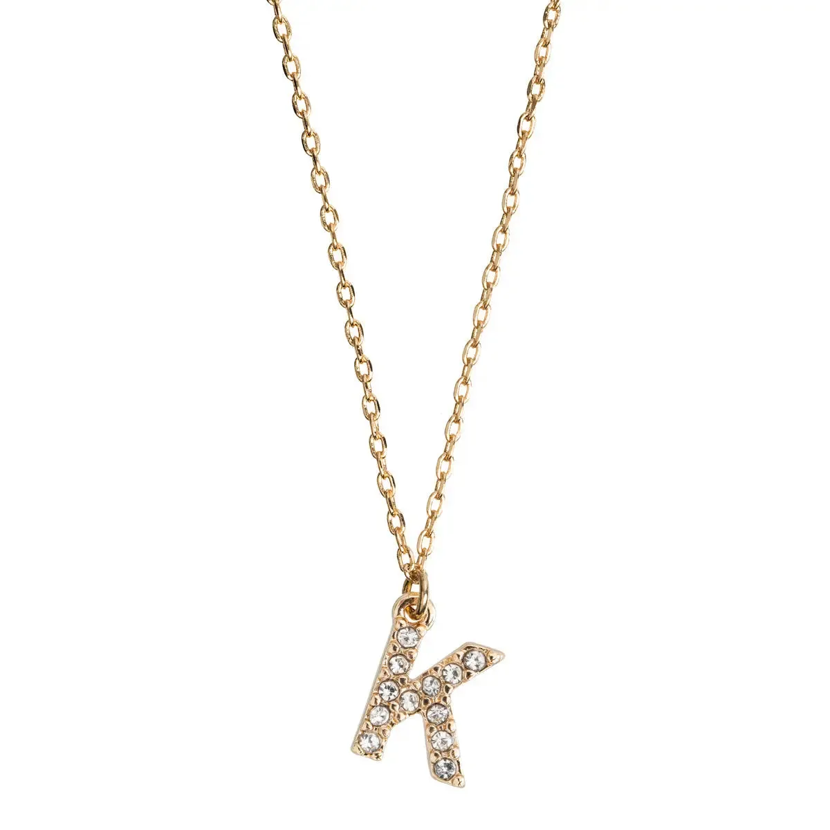 Crystal Letter Necklace Stainless Steel
