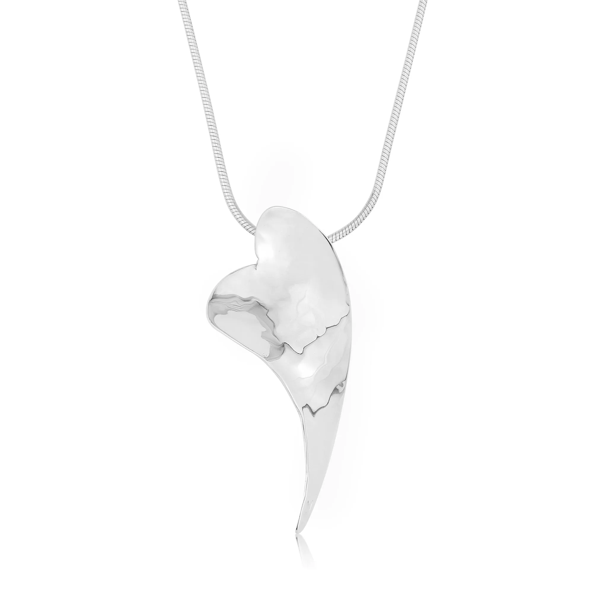 Curled Silver Heart Pendant Necklace