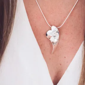Curled Silver Heart Pendant Necklace