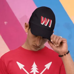 Customizable Black Dad Hat with Red and White Lettering