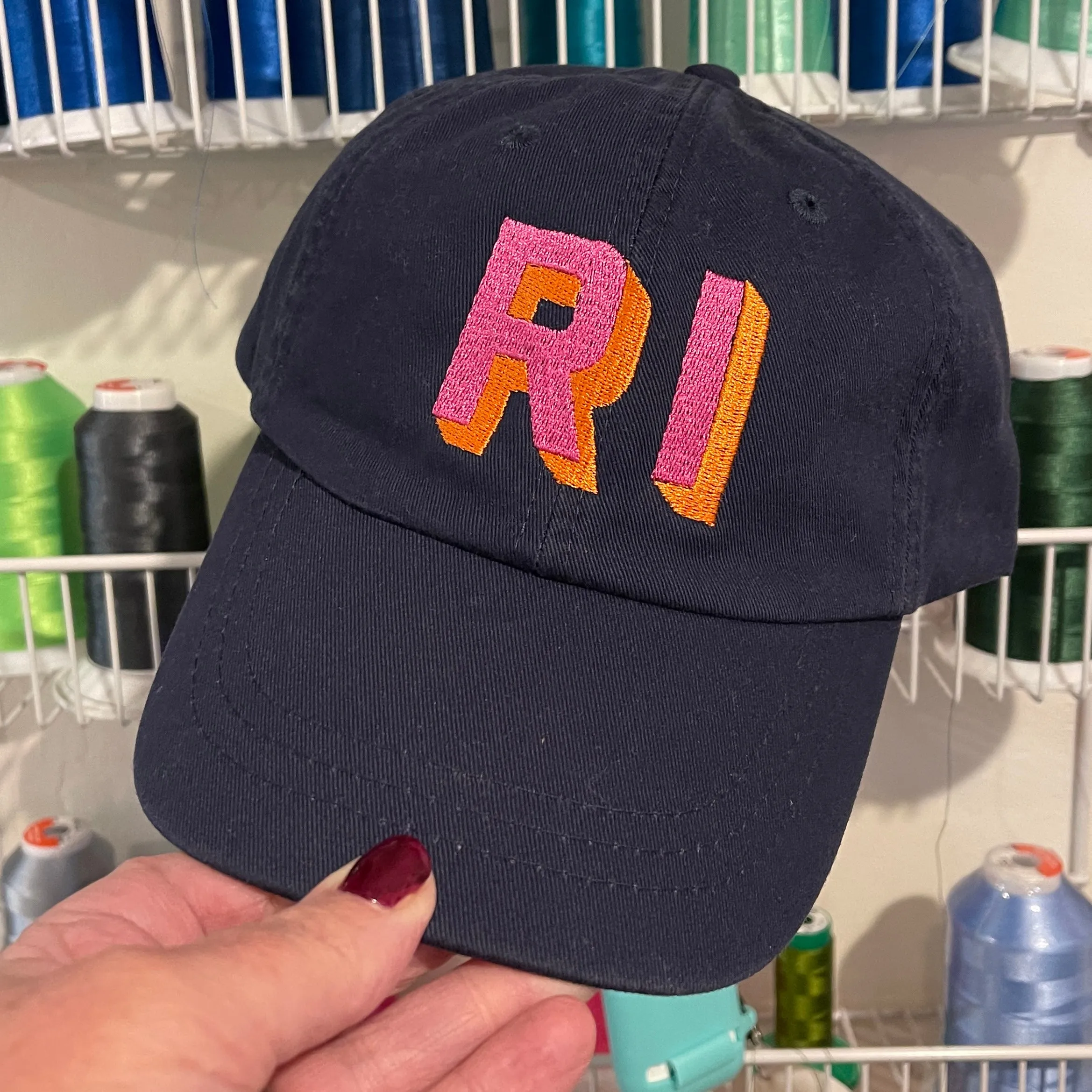 Customizable Black Dad Hat with Red and White Lettering