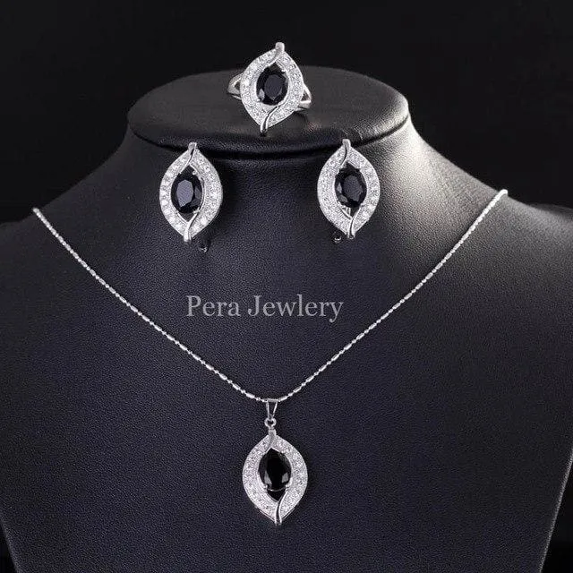 CZ Crystal Bridal Simulated Gemstone Jewelry Set