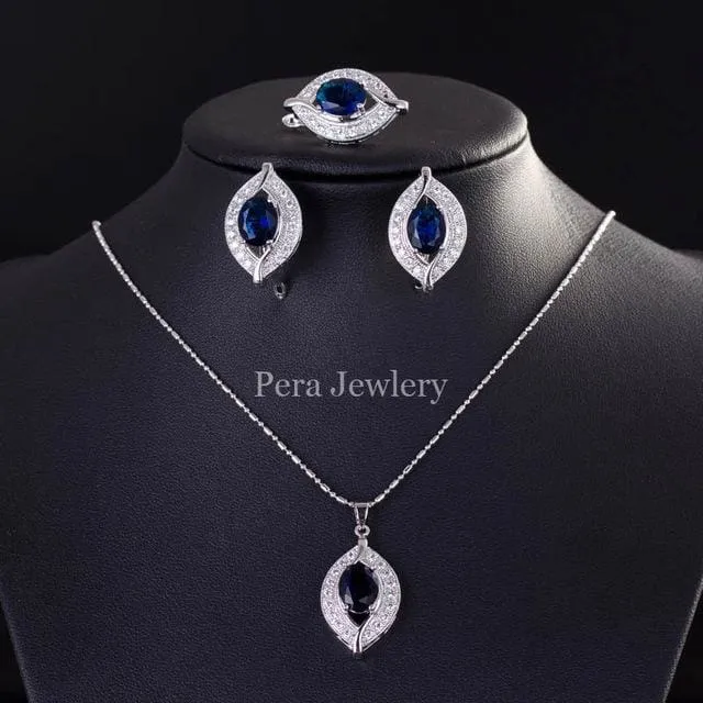 CZ Crystal Bridal Simulated Gemstone Jewelry Set