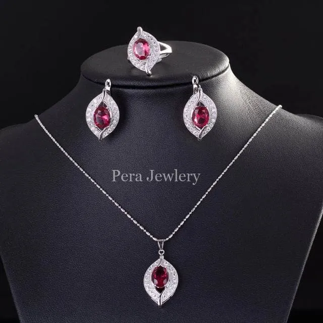 CZ Crystal Bridal Simulated Gemstone Jewelry Set