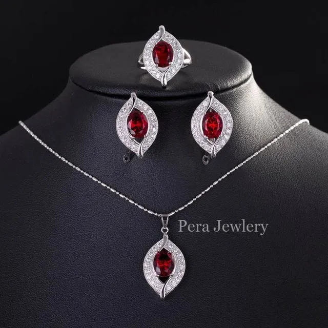 CZ Crystal Bridal Simulated Gemstone Jewelry Set