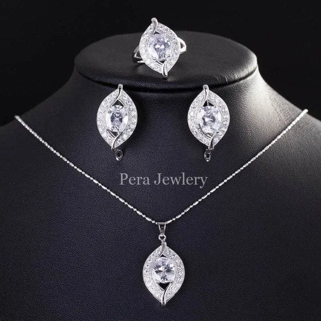 CZ Crystal Bridal Simulated Gemstone Jewelry Set