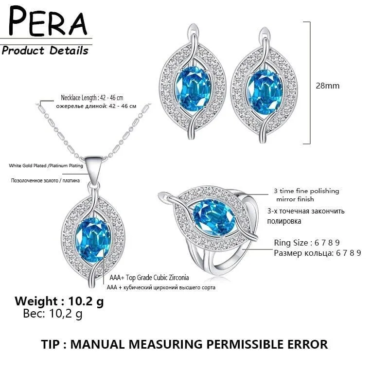 CZ Crystal Bridal Simulated Gemstone Jewelry Set