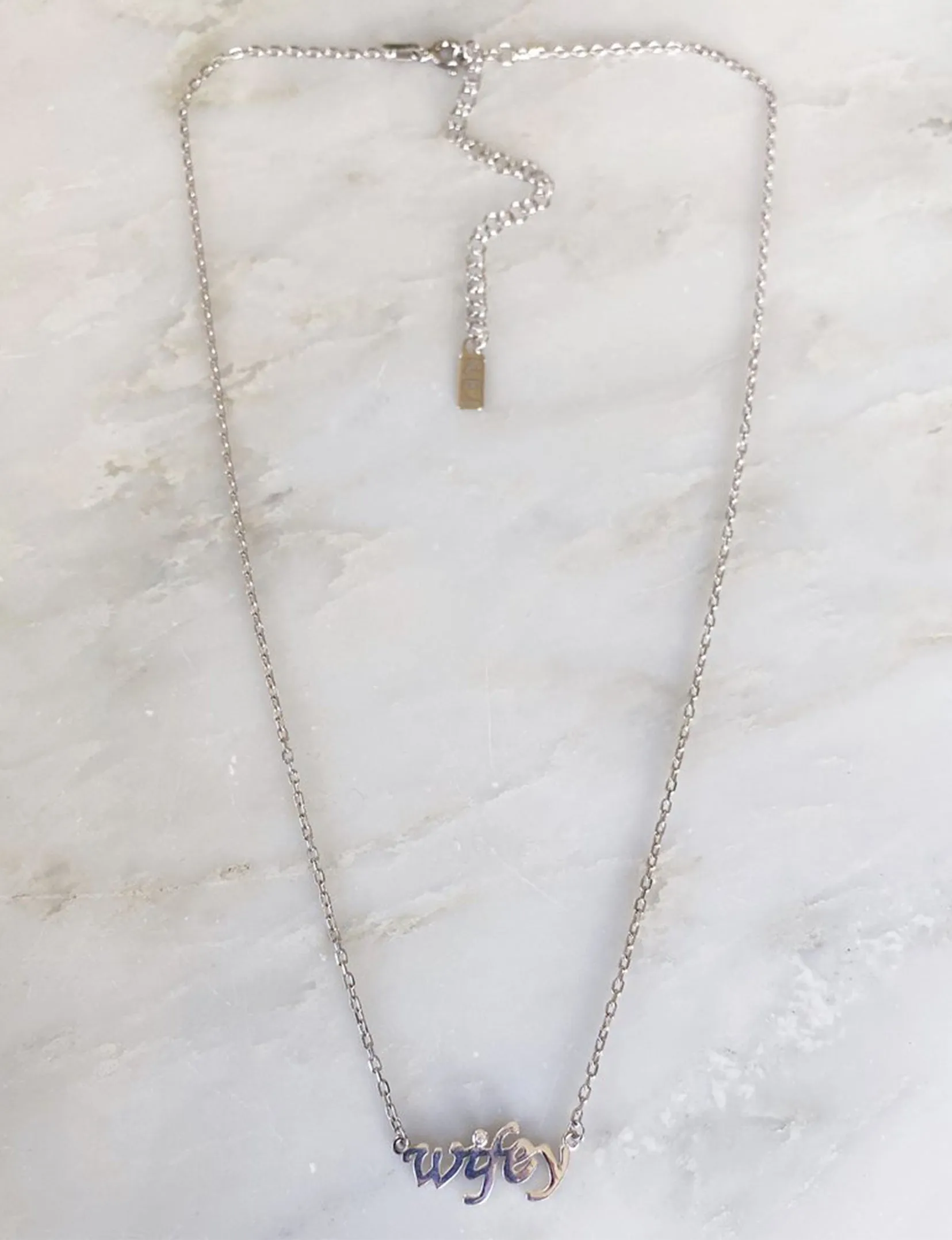 CZ "Wifey" Necklace, Silver
