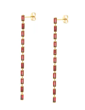 Darling 3in chain Ruby Baquette Swarovski Crystal Earrings