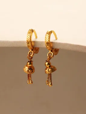 Decent Look Gold Plated Tasselled Lightweight Hoop Earrings - Anikas Creation