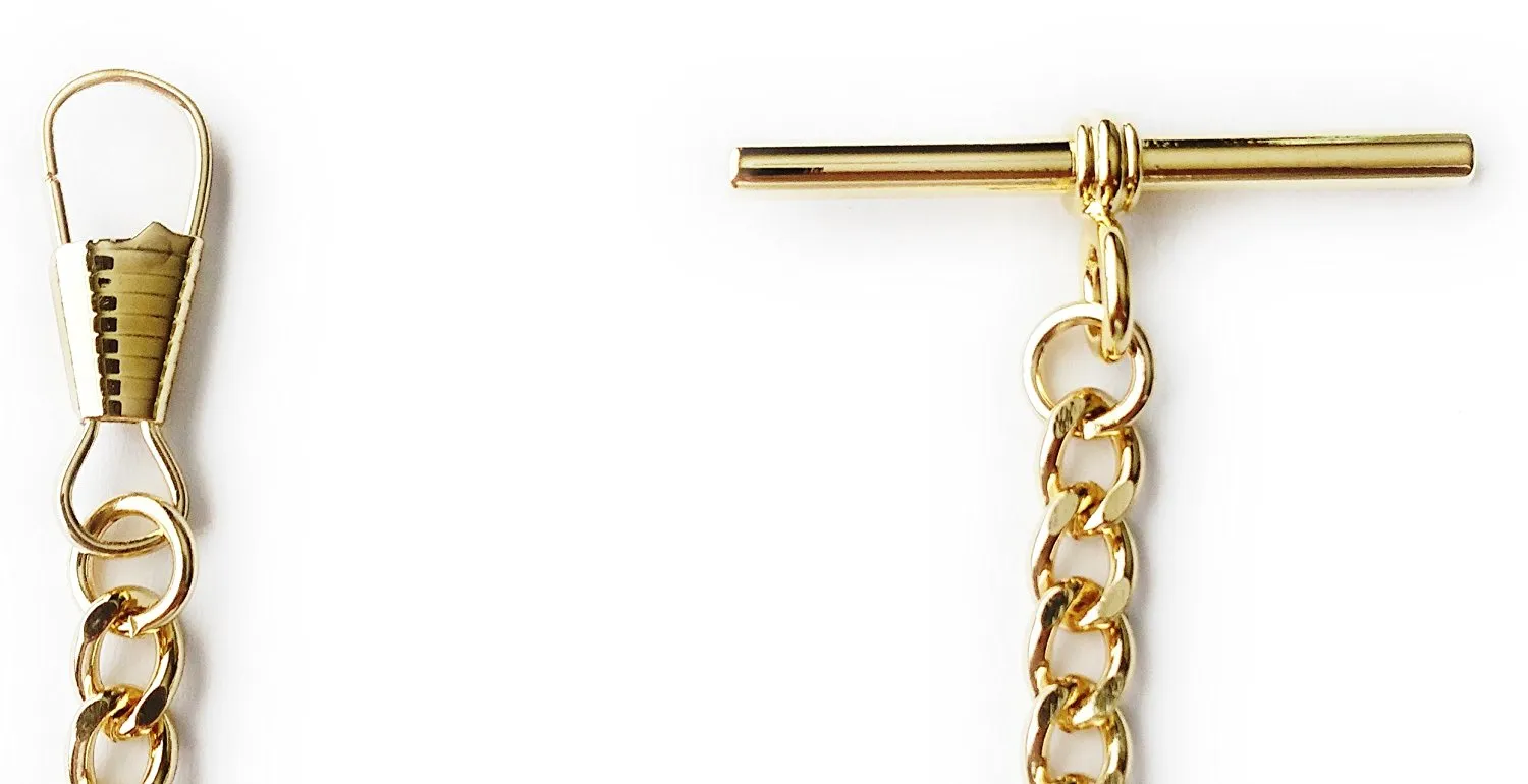 Desperado Gold Plated Albert Vest T-Bar Pocket Watch Chain 545GT