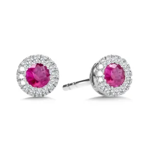 DIAMOND & RUBY HALO STUD EARRINGS
