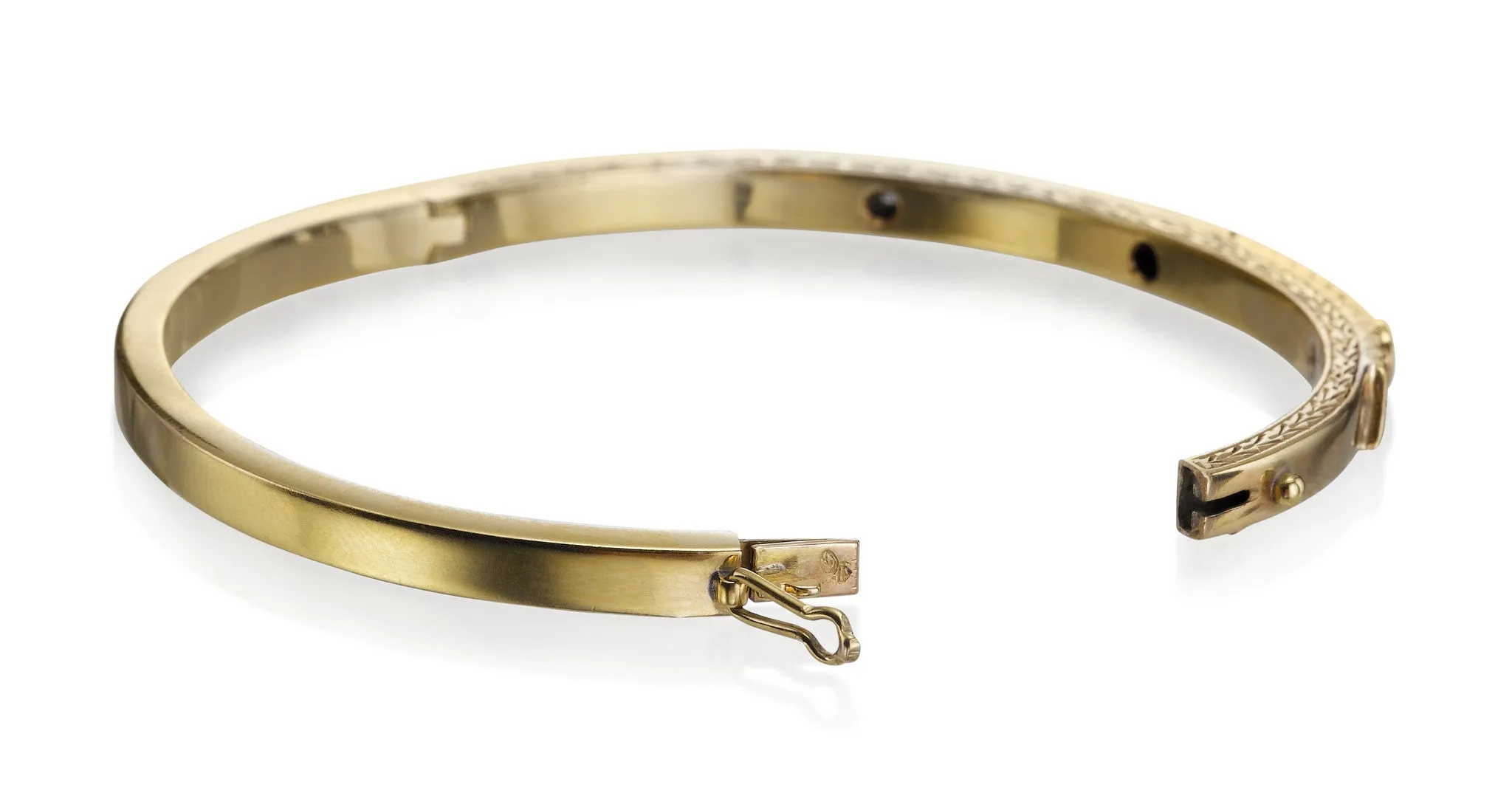 Diamond, Emerald & Gold Bangle Bracelet