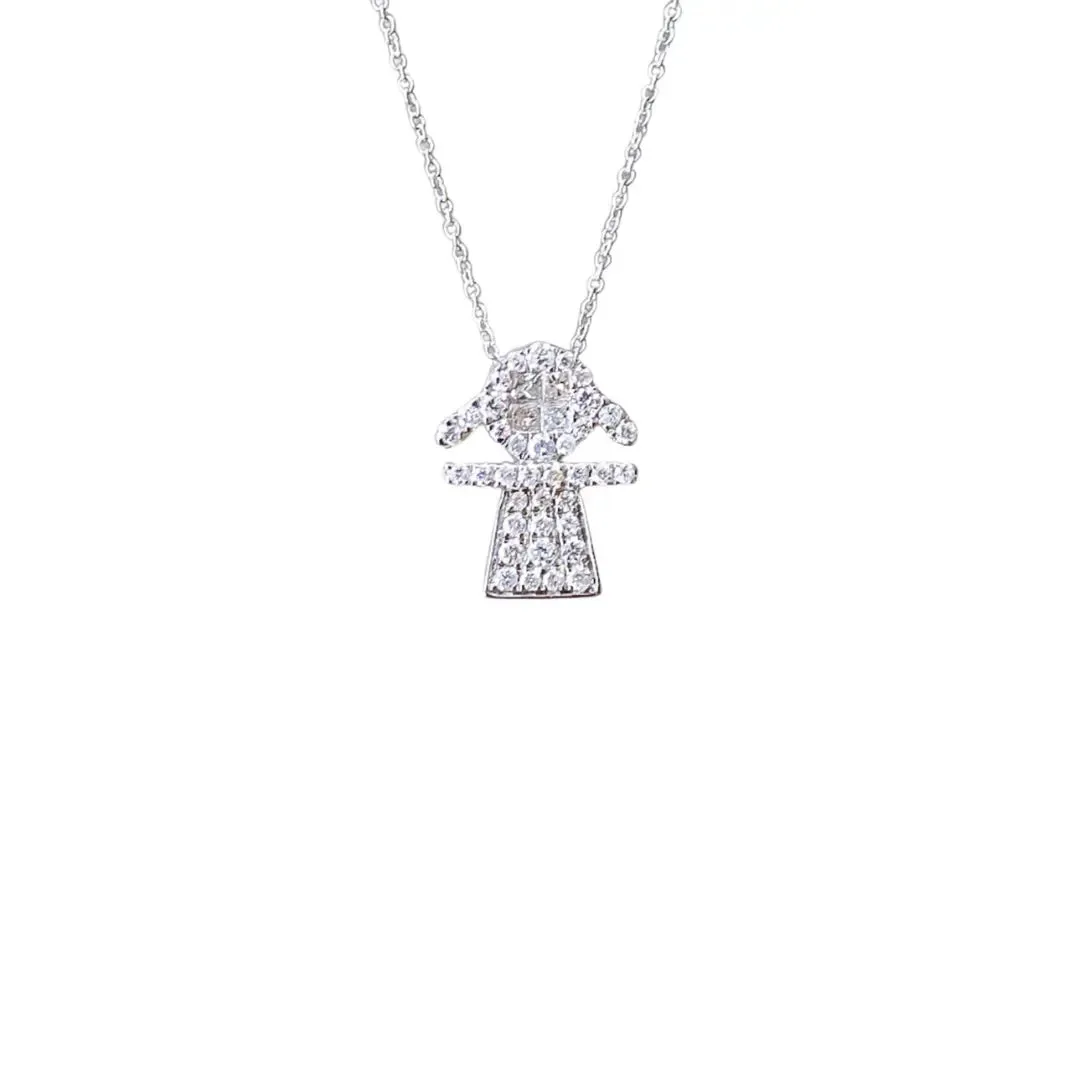 Diamond Pave Girl Pendant Chain