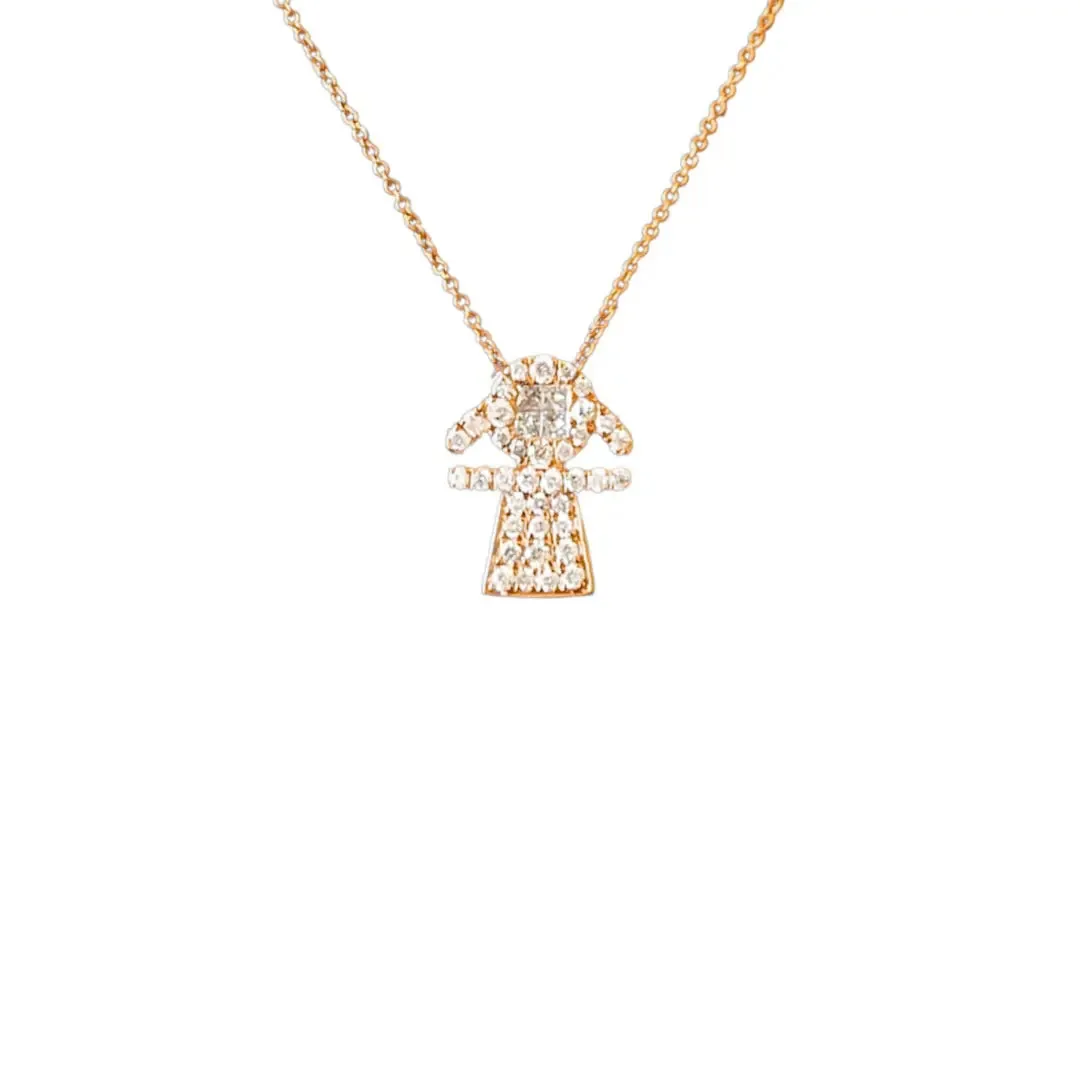Diamond Pave Girl Pendant Chain
