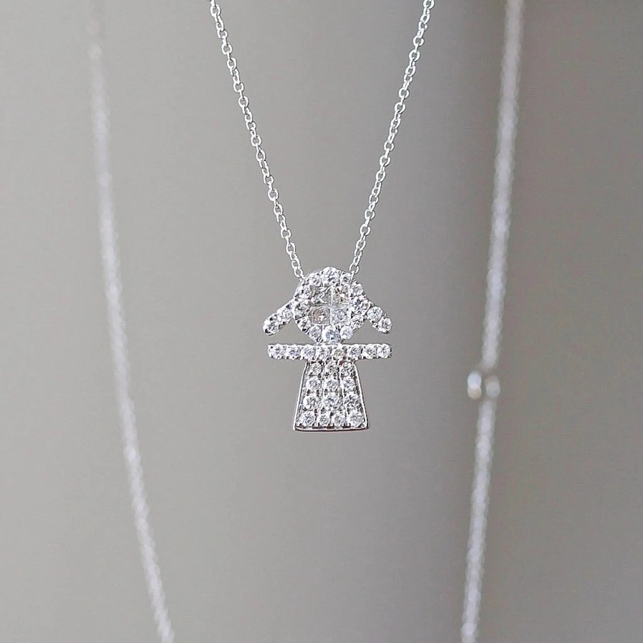 Diamond Pave Girl Pendant Chain