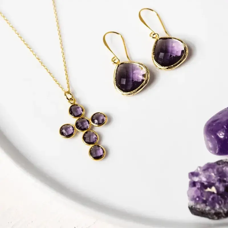 Divine Radiance Amethyst Cross Necklace |  Spiritual Jewelry
