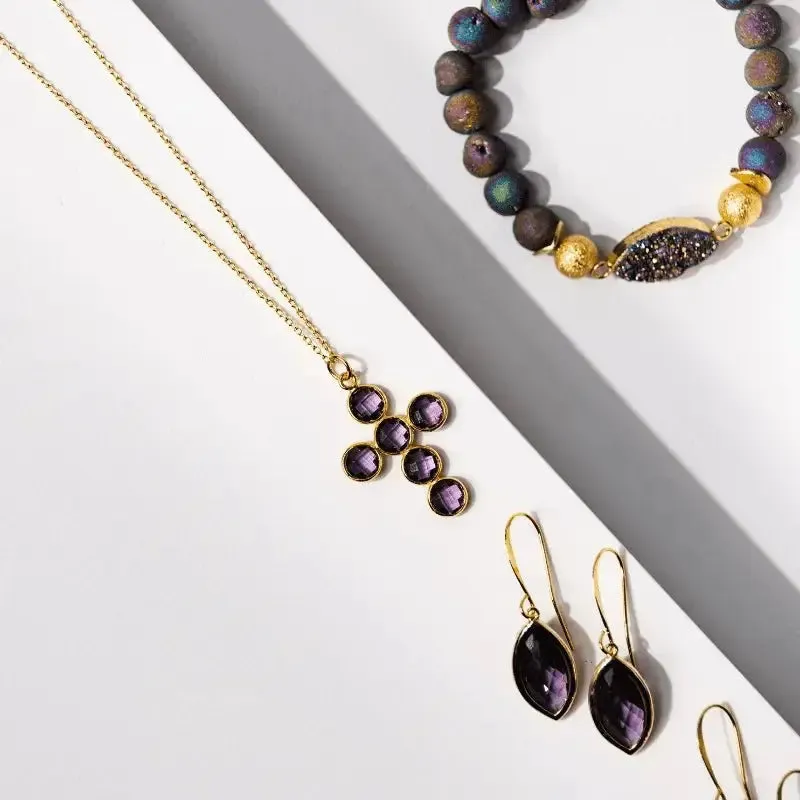 Divine Radiance Amethyst Cross Necklace |  Spiritual Jewelry