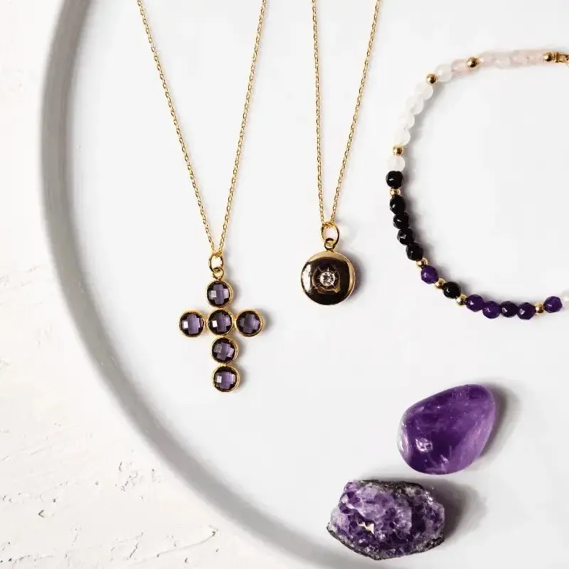 Divine Radiance Amethyst Cross Necklace |  Spiritual Jewelry