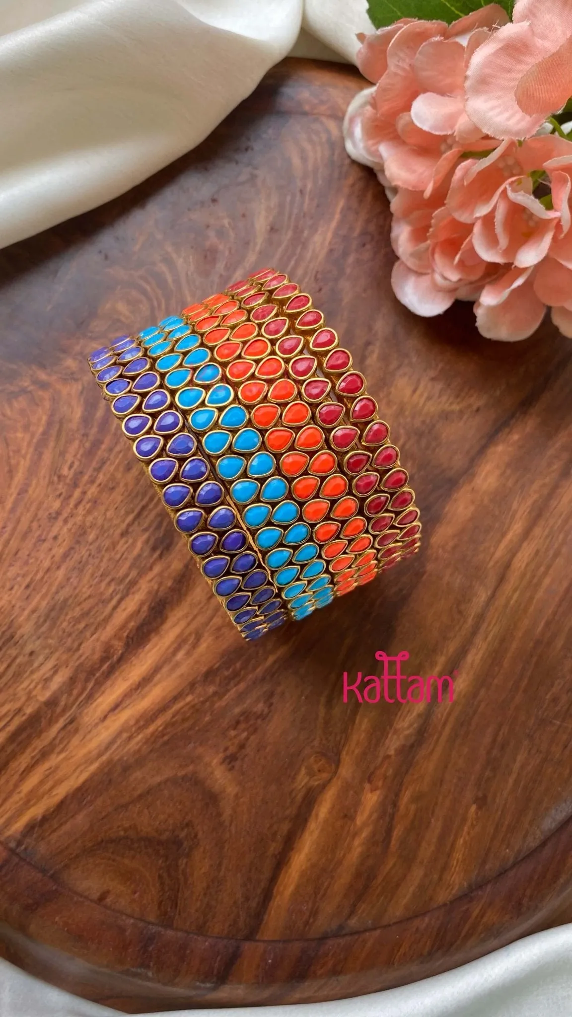 Drop Shape Handmade Kundan Bangles (4colours Set)