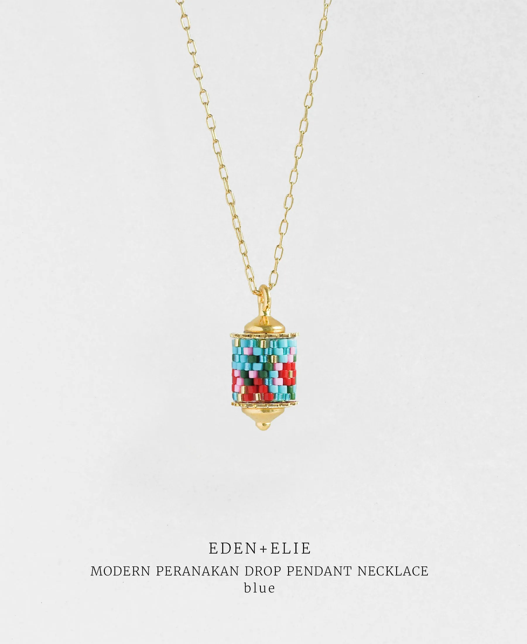 EDEN   ELIE Modern Peranakan drop pendant necklace - blue