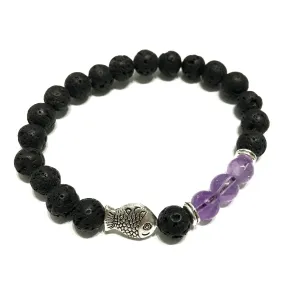 Elegant Fish Amethyst Lava Stone Bracelet | Aromatherapy Jewelry - Perfect Blend of Fashion and Wellness