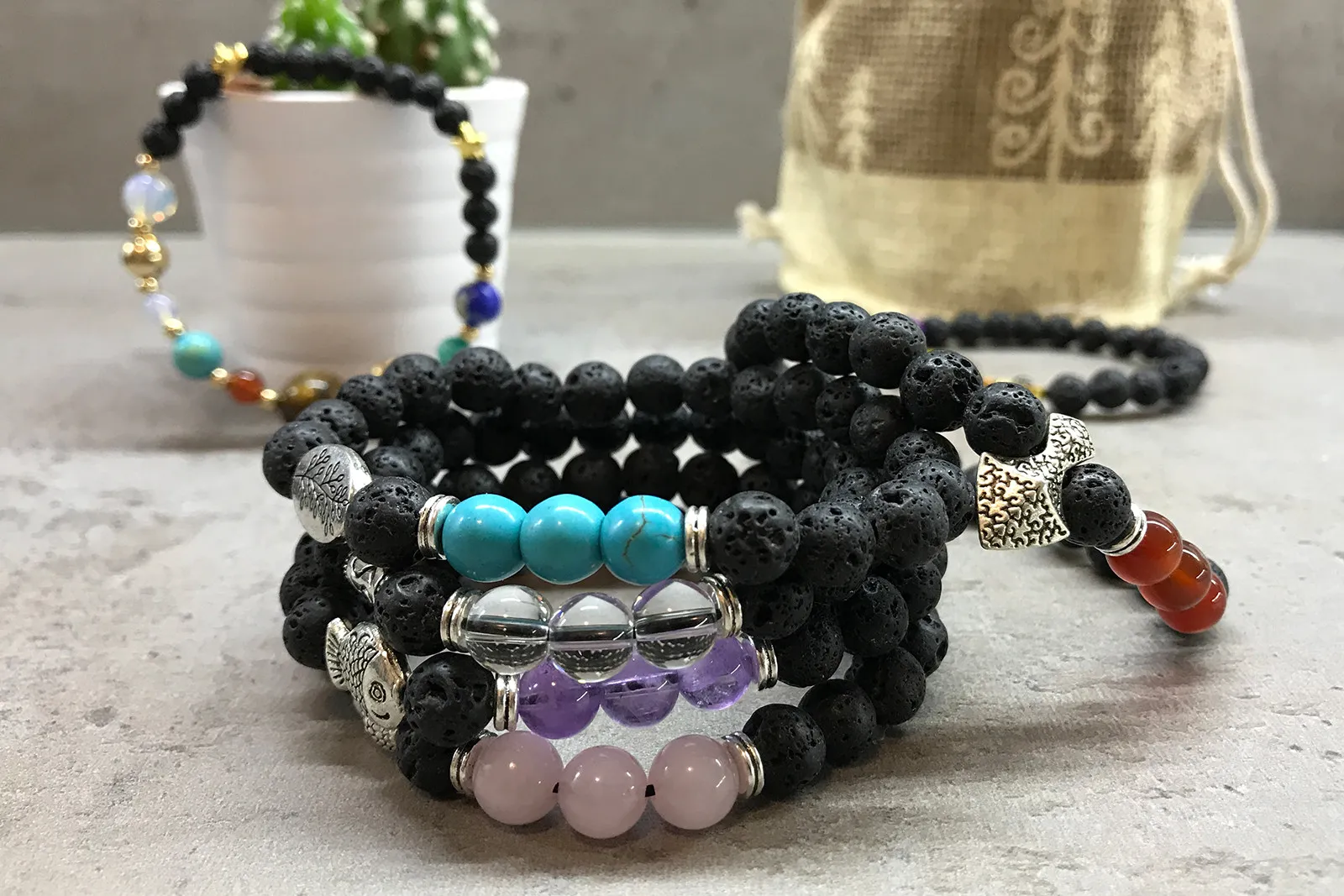 Elegant Fish Amethyst Lava Stone Bracelet | Aromatherapy Jewelry - Perfect Blend of Fashion and Wellness