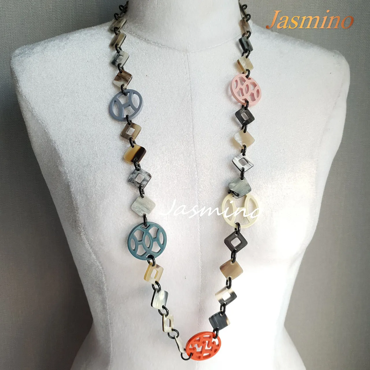 Elegant Trendy Necklace J17791, Made by Buffalo Horn & Lacquer