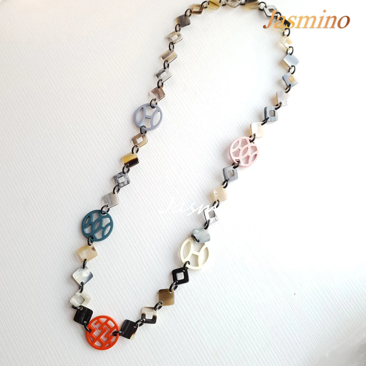Elegant Trendy Necklace J17791, Made by Buffalo Horn & Lacquer