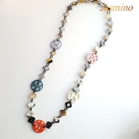 Elegant Trendy Necklace J17791, Made by Buffalo Horn & Lacquer