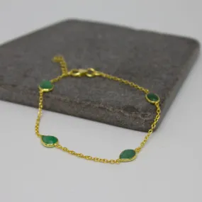 Emerald and Gold Chain Bracelet