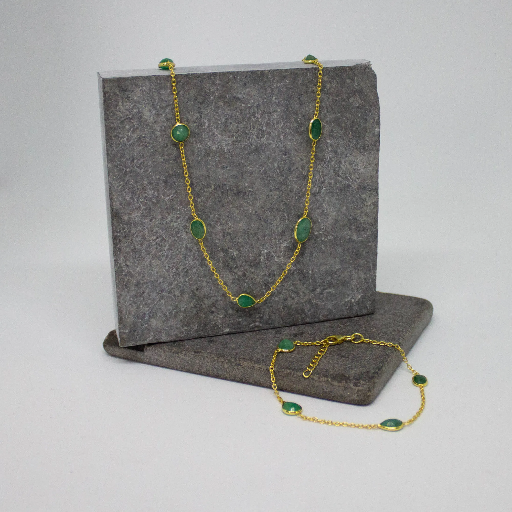 Emerald and Gold Chain Bracelet