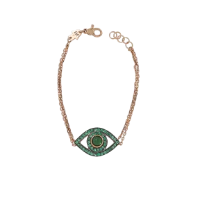 Emerald And Onyx Big Eye Bracelet