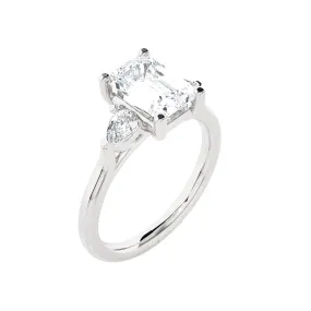 Emerald-Cut with Pear-Shaped Three Stone Lab Grown Diamond Ring