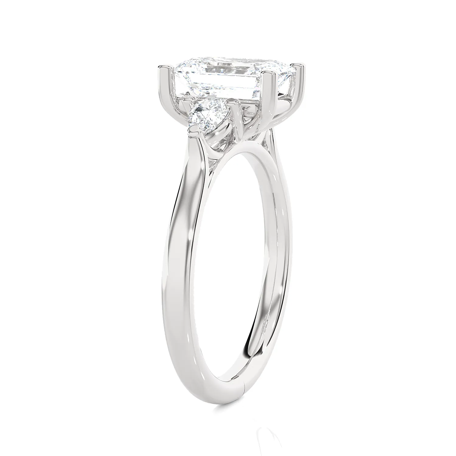 Emerald-Cut with Pear-Shaped Three Stone Lab Grown Diamond Ring