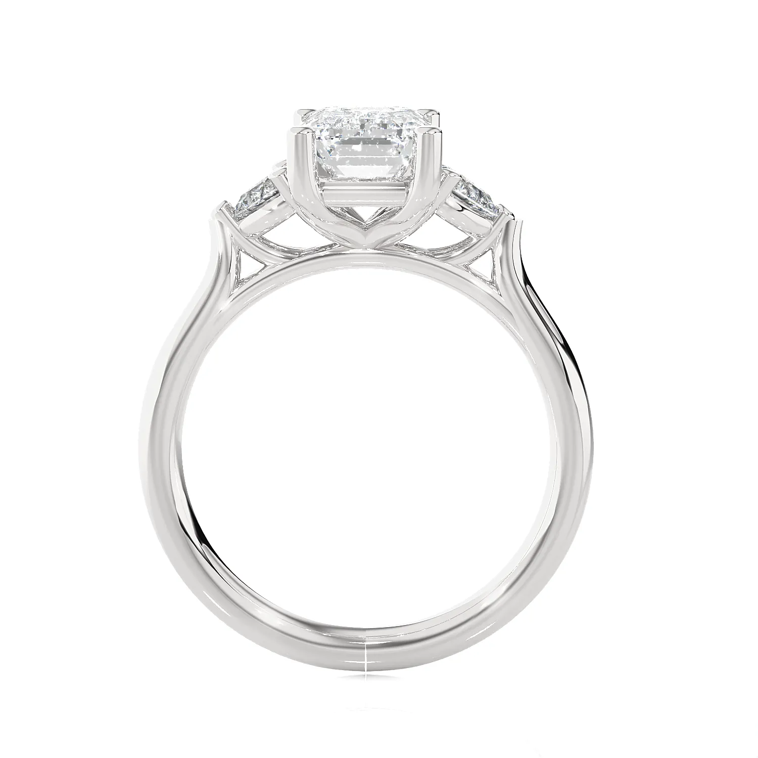 Emerald-Cut with Pear-Shaped Three Stone Lab Grown Diamond Ring