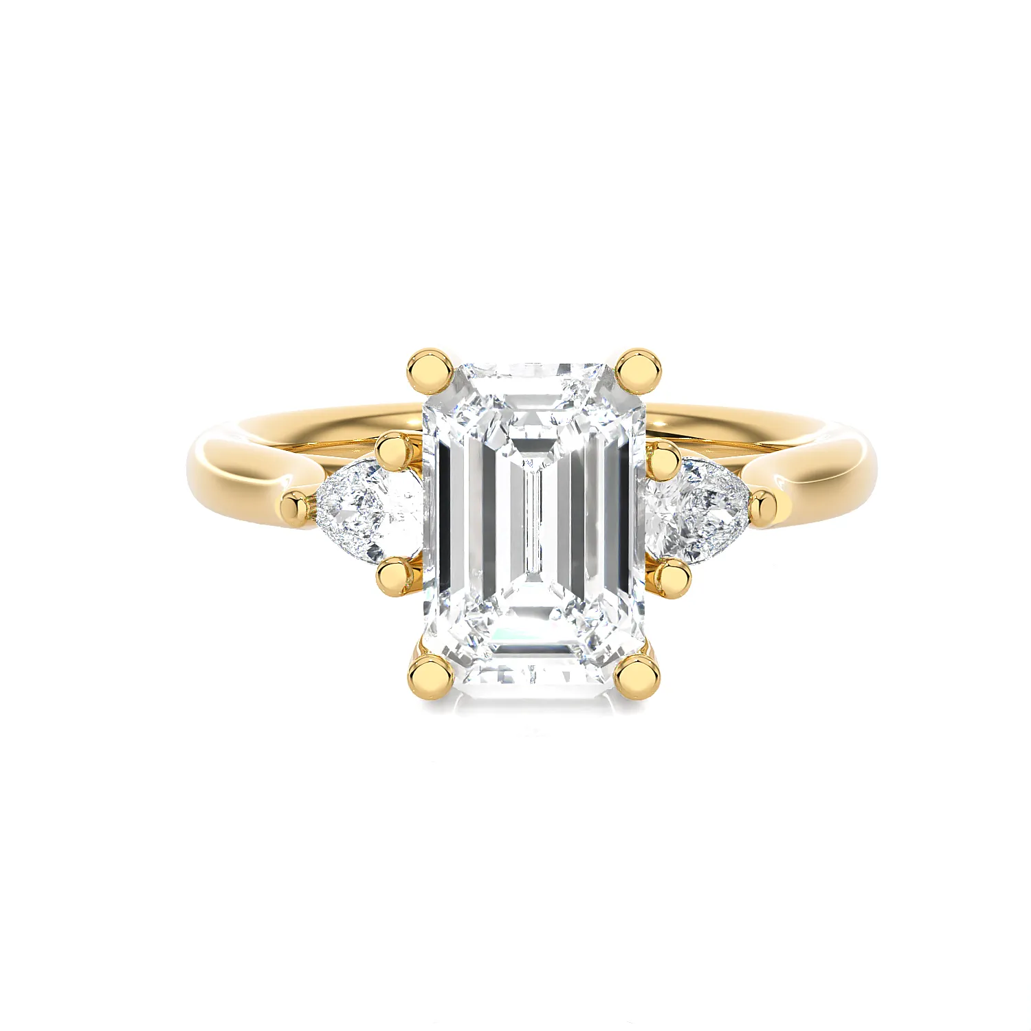 Emerald-Cut with Pear-Shaped Three Stone Lab Grown Diamond Ring