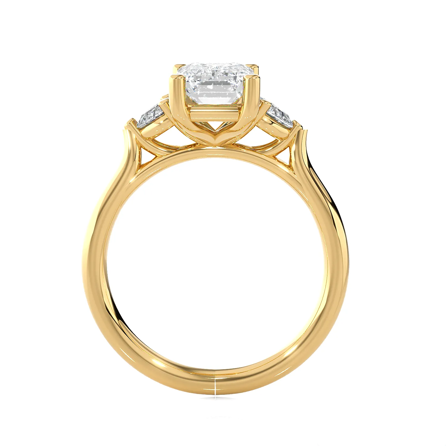 Emerald-Cut with Pear-Shaped Three Stone Lab Grown Diamond Ring