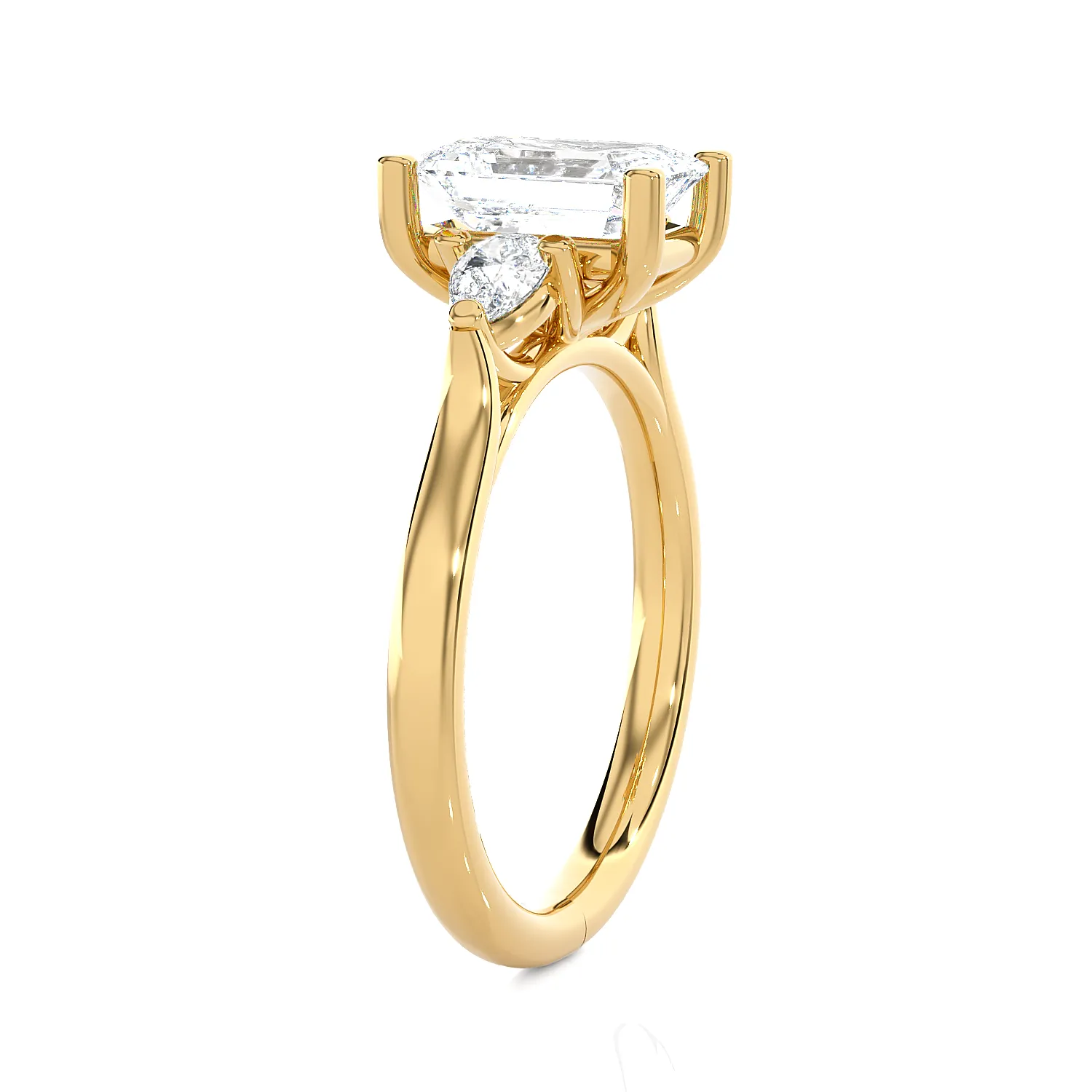 Emerald-Cut with Pear-Shaped Three Stone Lab Grown Diamond Ring