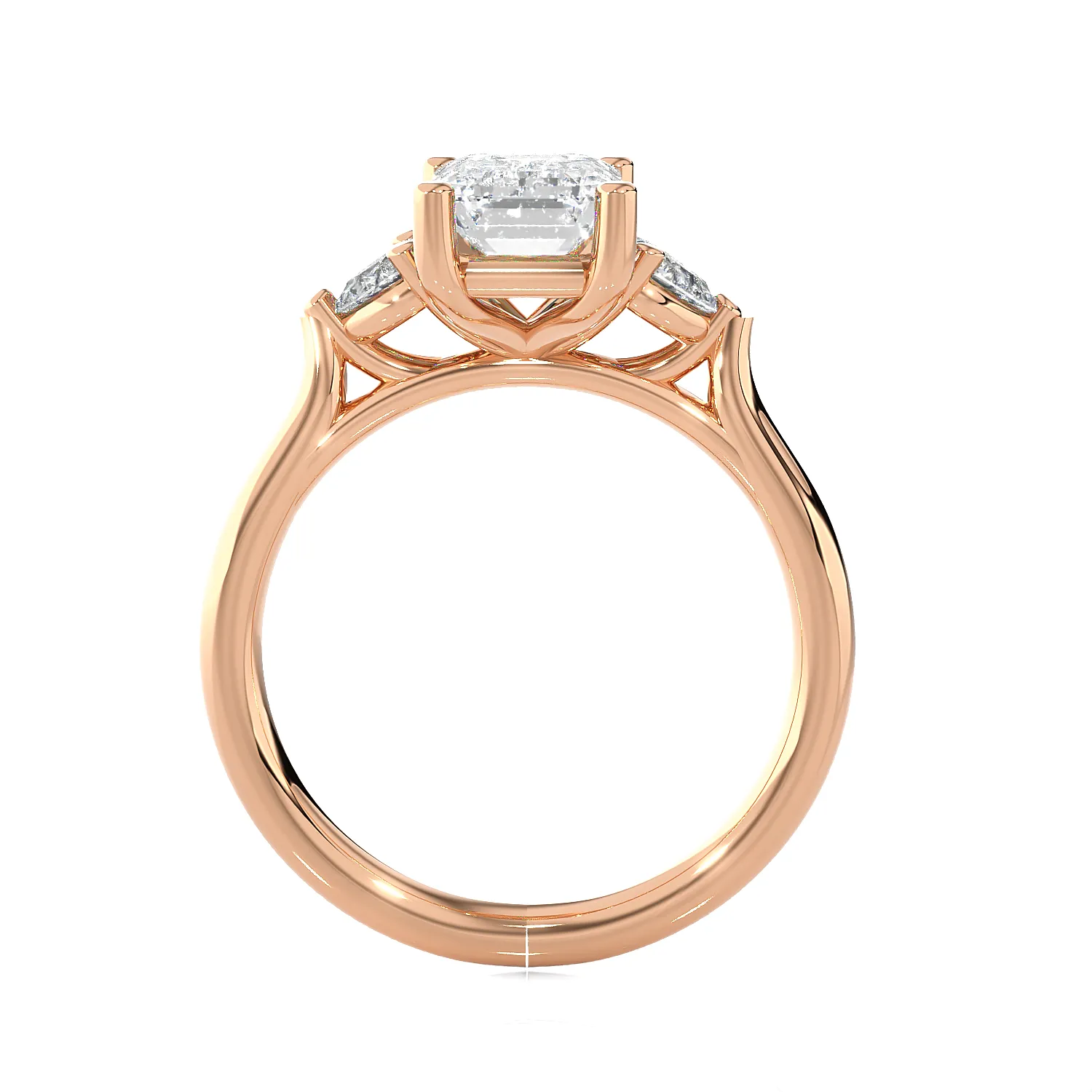 Emerald-Cut with Pear-Shaped Three Stone Lab Grown Diamond Ring