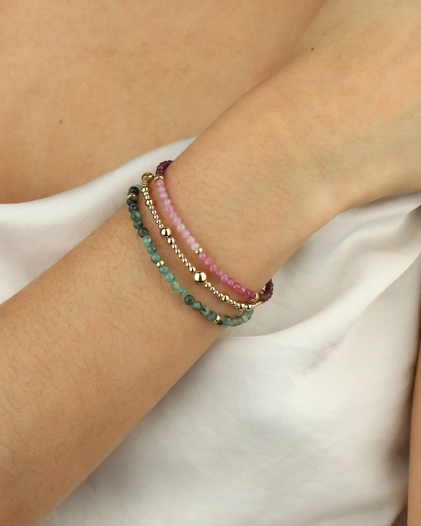 Emerald Four Rondelle Bracelet | 3mm