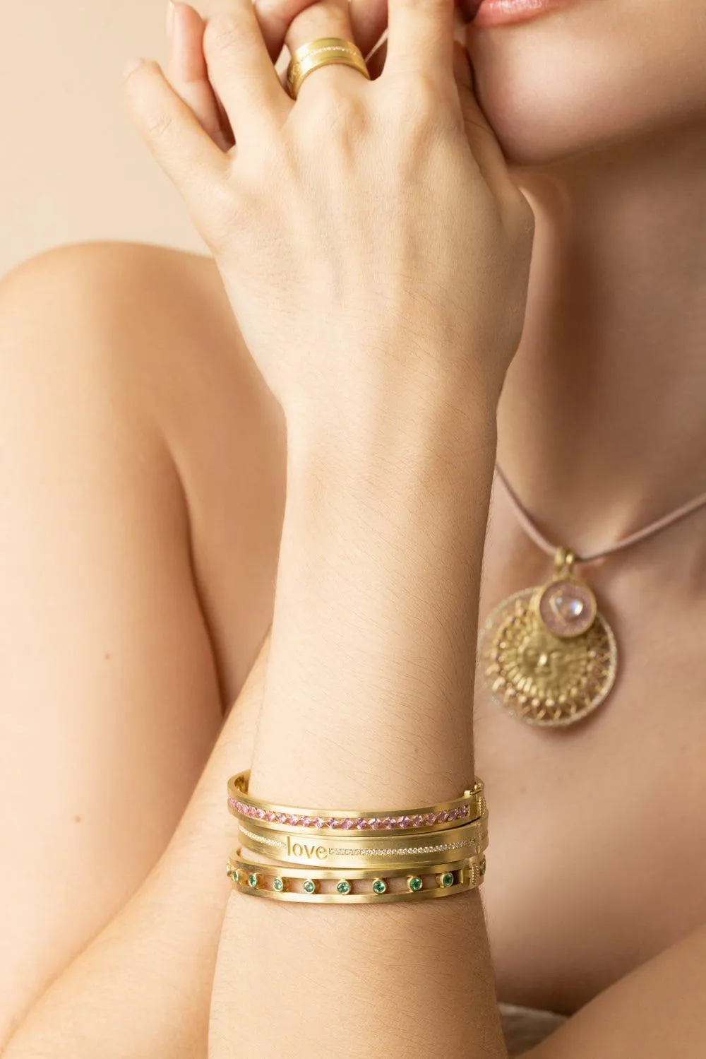 Emerald Hinged Bracelet