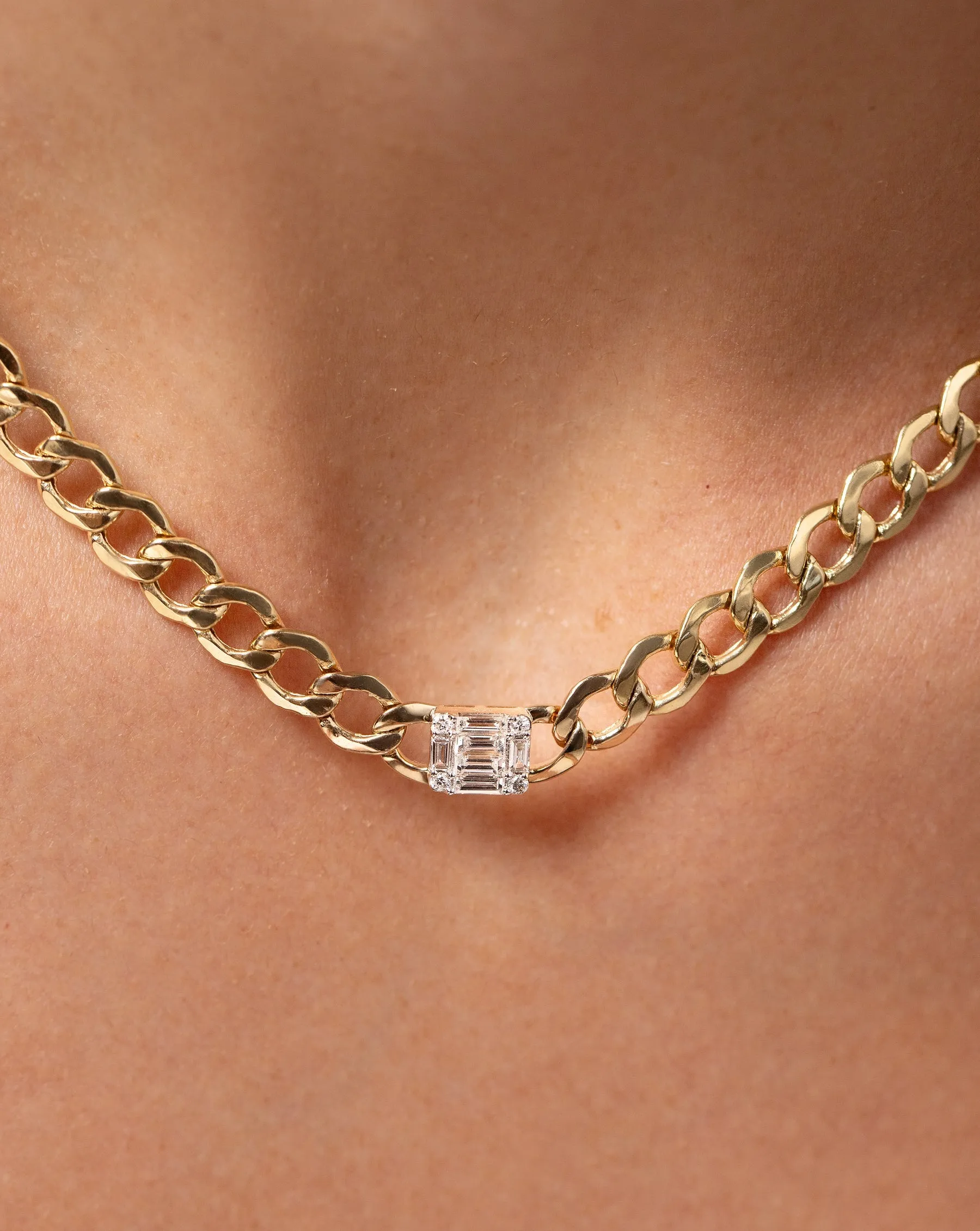 Emerald Illusion Curb Chain Necklace