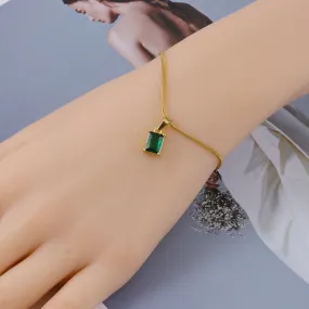 Emerald Stone Wheat Chain Gold Bracelet JLTB0617