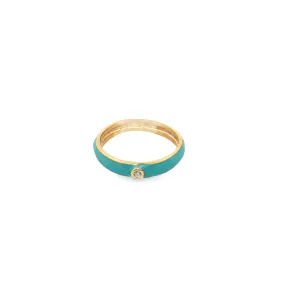 Enamel Ring Band With Single CZ Rhinestone